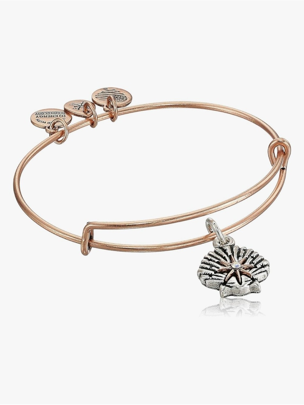 Alex and Ani Rose Gold Double-Band Bracelet with Sand Dollar Charm